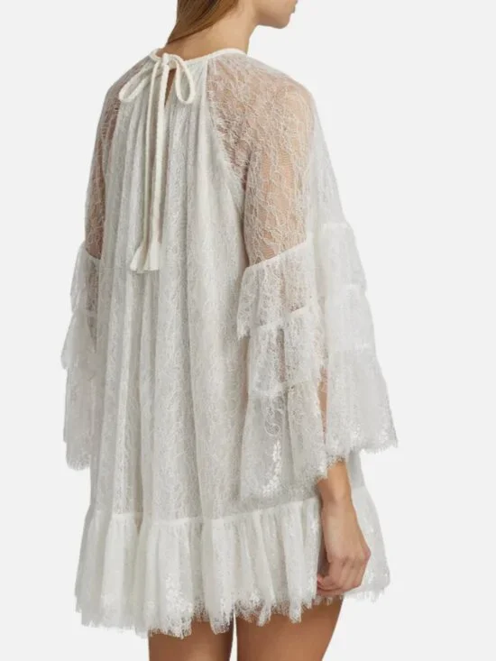Alice & Olivia Delia Lace Ruffled Tunic Minidress - Picture 9 of 15